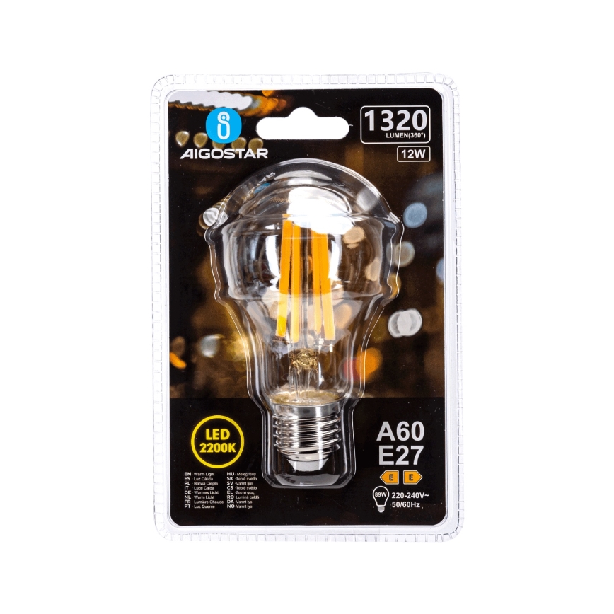VINTAGE A60 LED Bulb E27/12W/230V 2200K - Aigostar