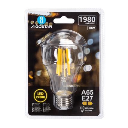 Vintage LED Bulb A65 E27/18W/230V 2700K - Aigostar