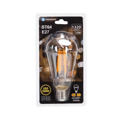 VINTAGE ST64 LED Bulb E27/12W/230V 2200K - Aigostar