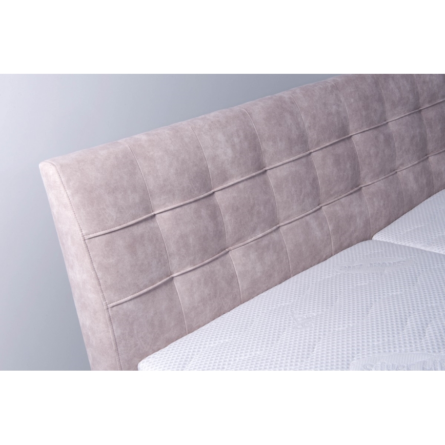 VIOLET Upholstered Bed with Mattress and Integrated Storage, 180 x 200 cm, Beige