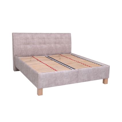 VIOLET Upholstered Bed with Mattress and Integrated Storage, 180 x 200 cm, Beige