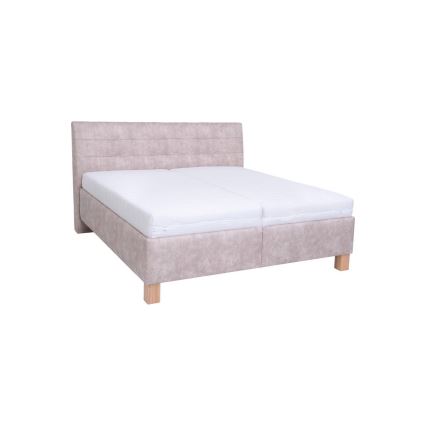 VIOLET Upholstered Bed with Mattress and Storage, 160x200 cm, Beige