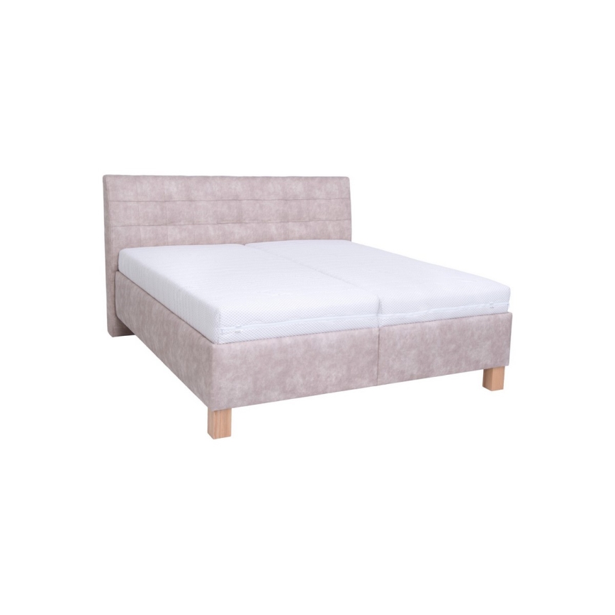 VIOLET Upholstered Bed with Mattress and Storage, 160x200 cm, Beige