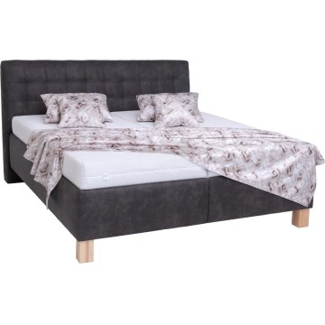 VIOLET Upholstered Bed with Mattress and Storage, 180 x 200 cm, Dark Grey