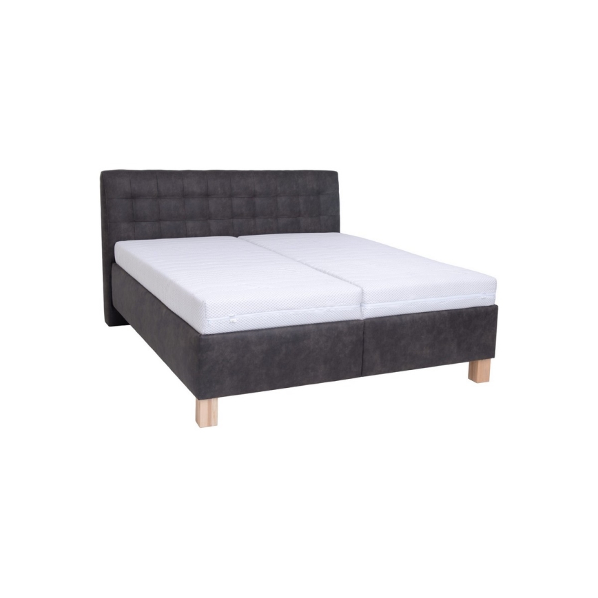 VIOLET Upholstered Bed with Mattress and Storage, 180 x 200 cm, Dark Grey