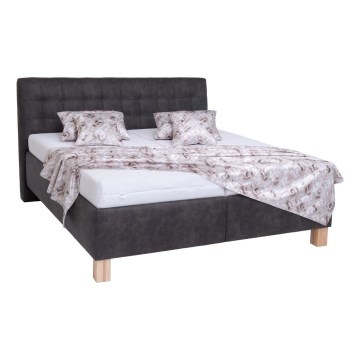 VIOLET Upholstered Bed with Mattress and Storage, 180x200 cm, Dark Grey