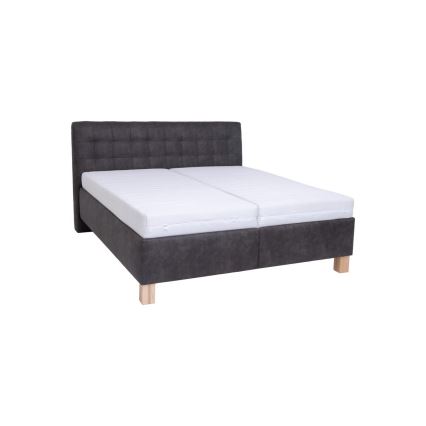 VIOLET Upholstered Bed with Mattress and Storage, 180x200 cm, Dark Grey