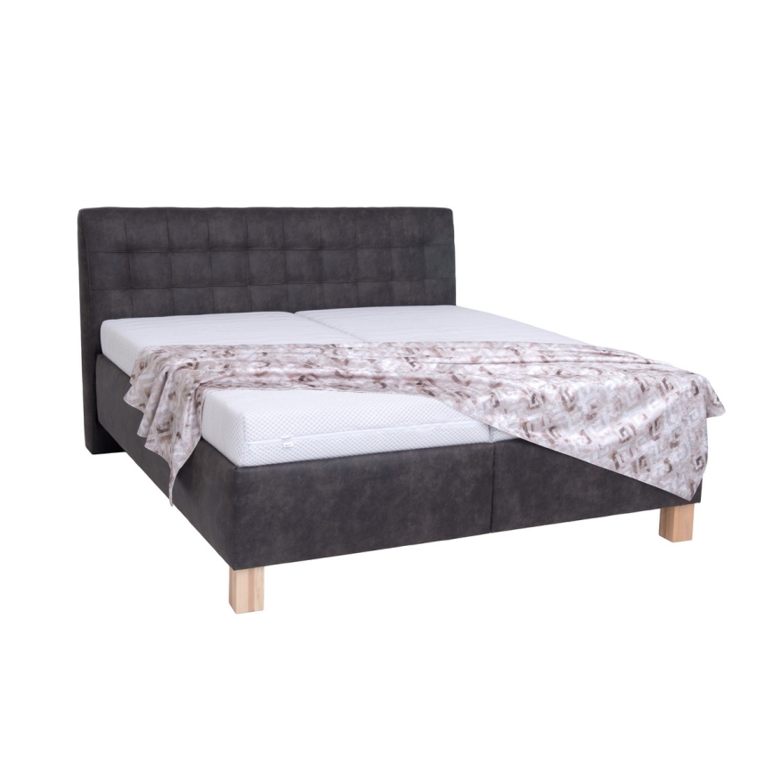 VIOLET Upholstered Bed with Mattress and Storage, 180x200 cm, Dark Grey