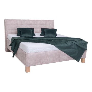 VIOLET Upholstered Bed with Mattress and Storage Compartment, 160x200 cm, Beige
