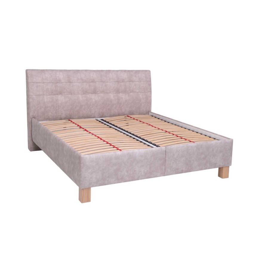 VIOLET Upholstered Bed with Mattress and Storage Compartment, 160x200 cm, Beige