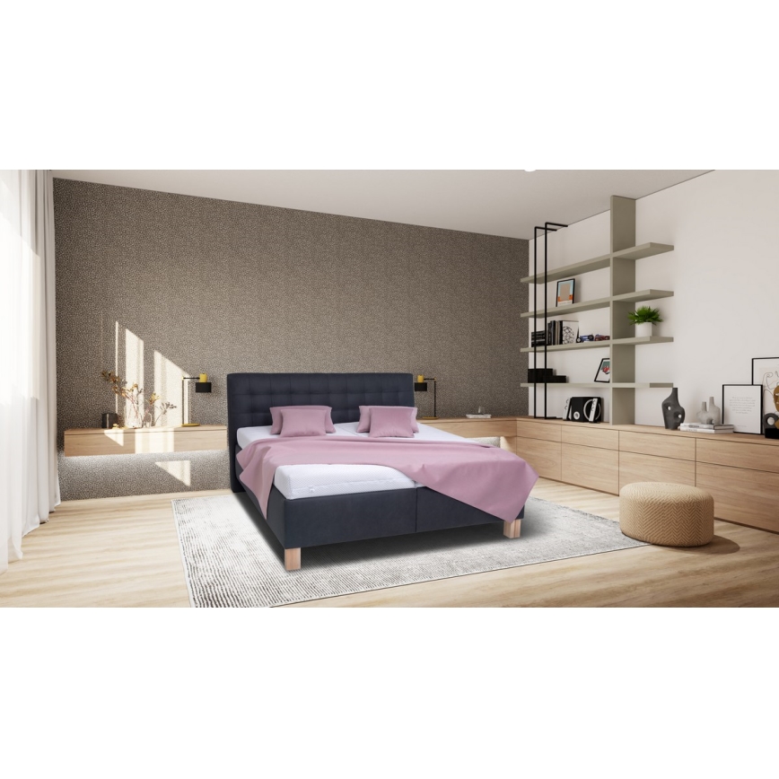 VIOLET Upholstered Bed with Mattress and Under-Bed Storage, 160x200 cm, Anthracite