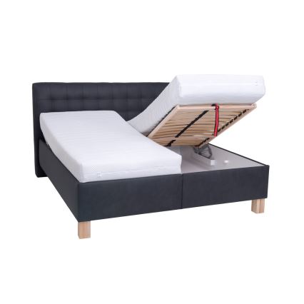 VIOLET Upholstered Bed with Mattress and Under-Bed Storage, 160x200 cm, Anthracite