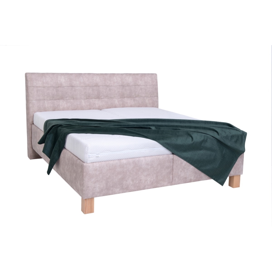 VIOLET Upholstered Bed with Storage, 180x200 cm, Beige — Mattress Not Included