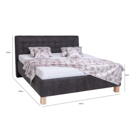 VIOLET Upholstered Bed with Storage, No Mattress, 180x200 cm, Dark Grey