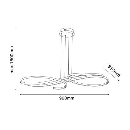 VIOLIN LED cable-suspended chandelier, 40W, 230V, black