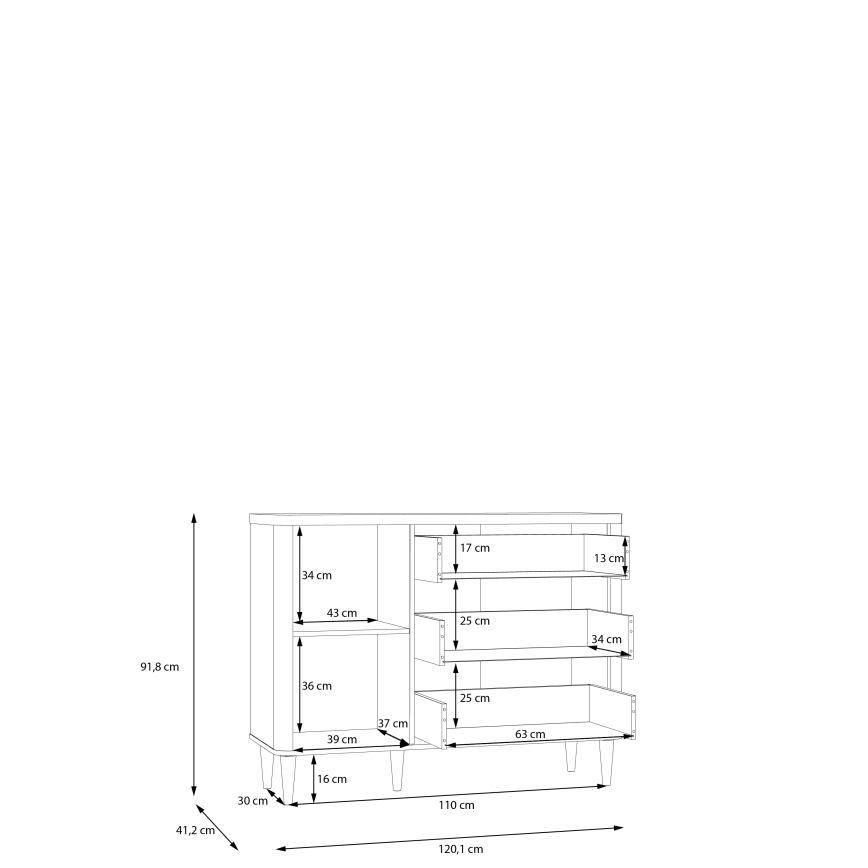 VIRO Chest of Drawers in Brown/Beige