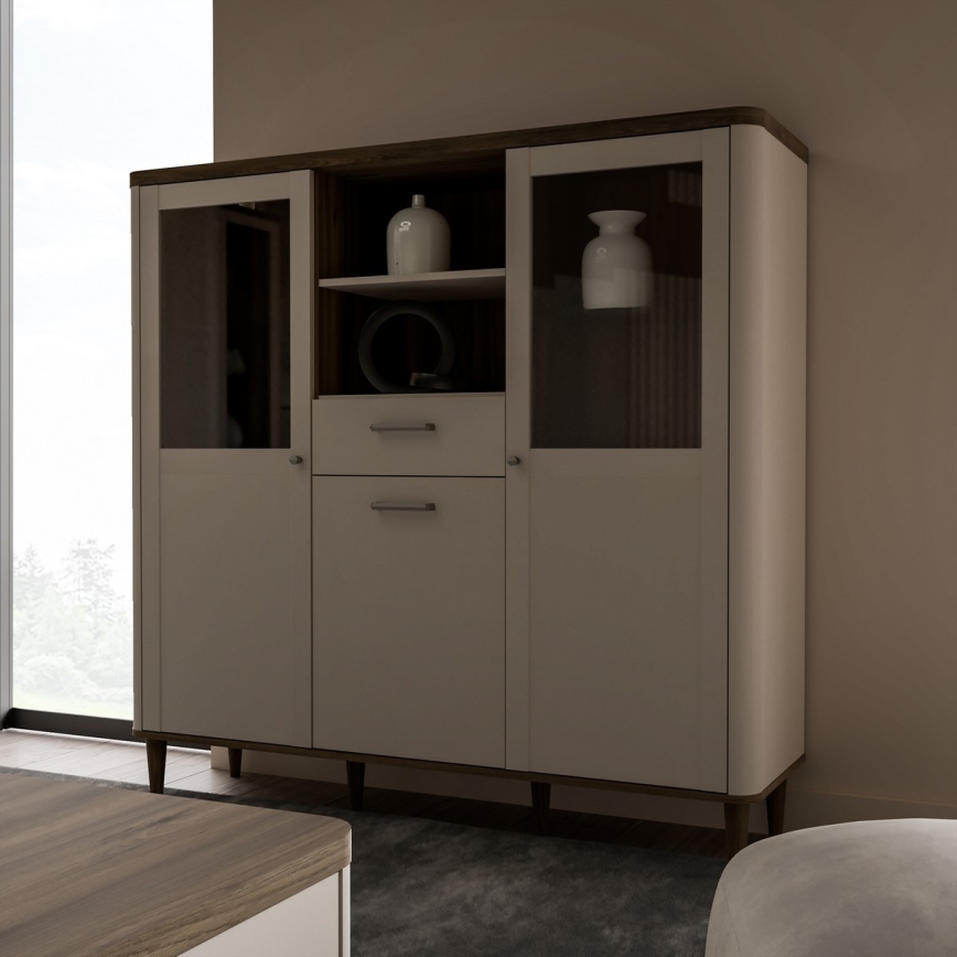 VIRO Display Cabinet, Brown/Beige