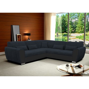 VISEU Left-Facing L-Shaped Corner Sofa Bed with Storage, Grey/Black