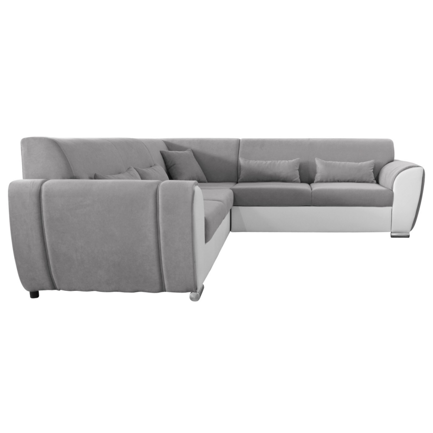 VISEU Left-Hand L-Shaped Corner Sofa Bed with Storage, Gray/White