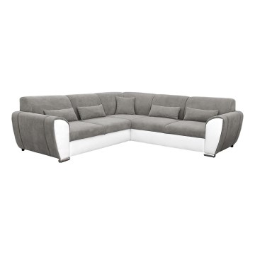 VISEU Right-hand L-shaped Sofa Bed with Storage, Grey/White