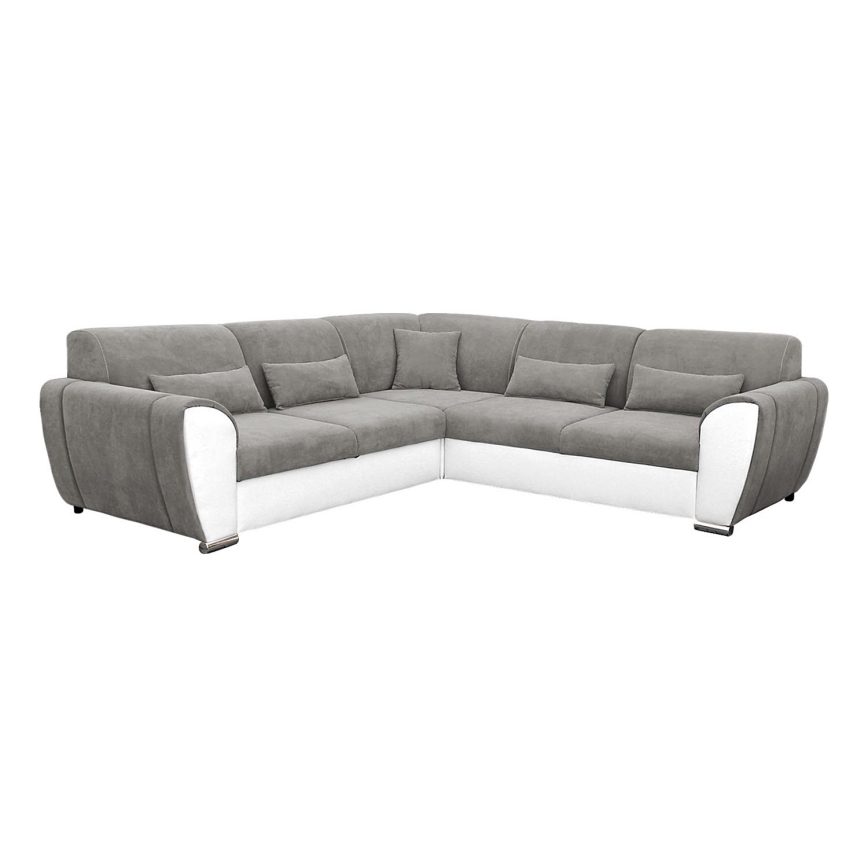 VISEU Right-hand L-shaped Sofa Bed with Storage, Grey/White