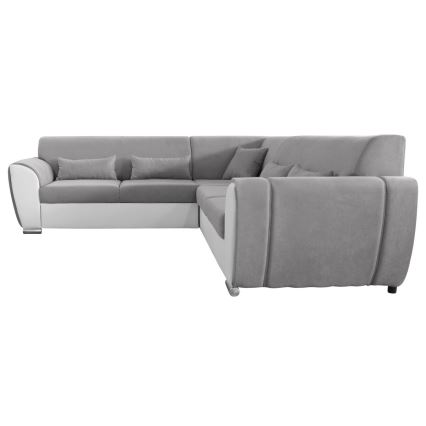 VISEU Right-hand L-shaped Sofa Bed with Storage, Grey/White