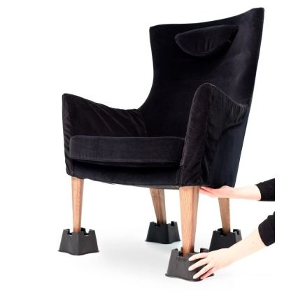 Vitility - Set of 4 Bed Risers, 7 cm, Black