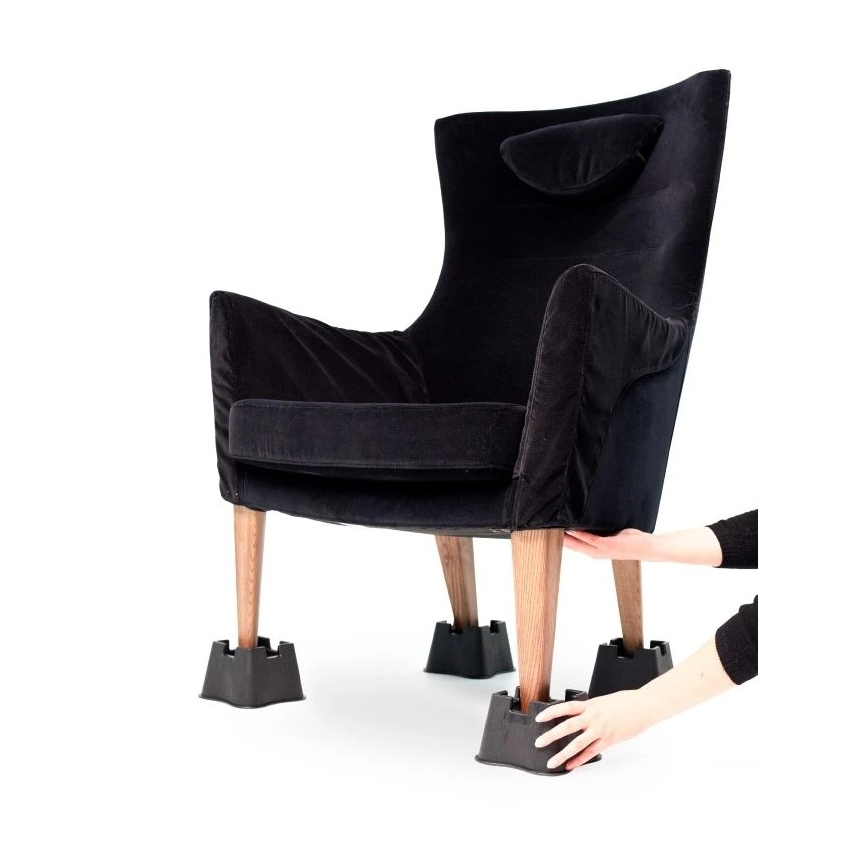 Vitility - Set of 4 Bed Risers, 7 cm, Black