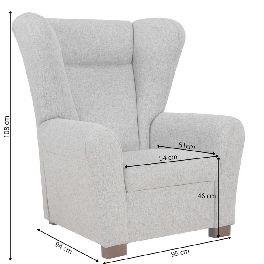 VIVA Wingback Armchair, Grey