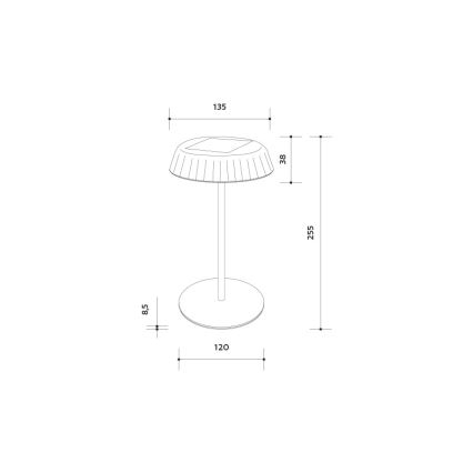 VIVIEN Dimmable LED Solar Rechargeable Table Lamp, LED/3W/5V, 2700K, 1600 mAh, IP54, White