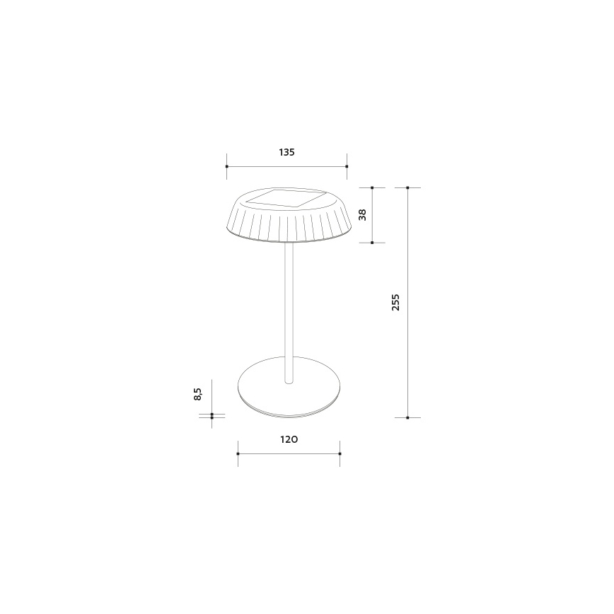VIVIEN Dimmable LED Solar Rechargeable Table Lamp, LED/3W/5V, 2700K, 1600 mAh, IP54, White
