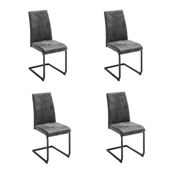 VIVIEN Dining Chairs - Set of 4, Anthracite