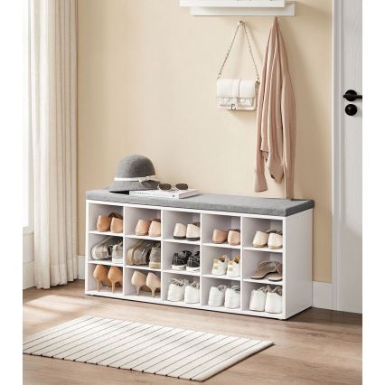 VOREN Shoe Cabinet 105x48x30 cm White/Grey