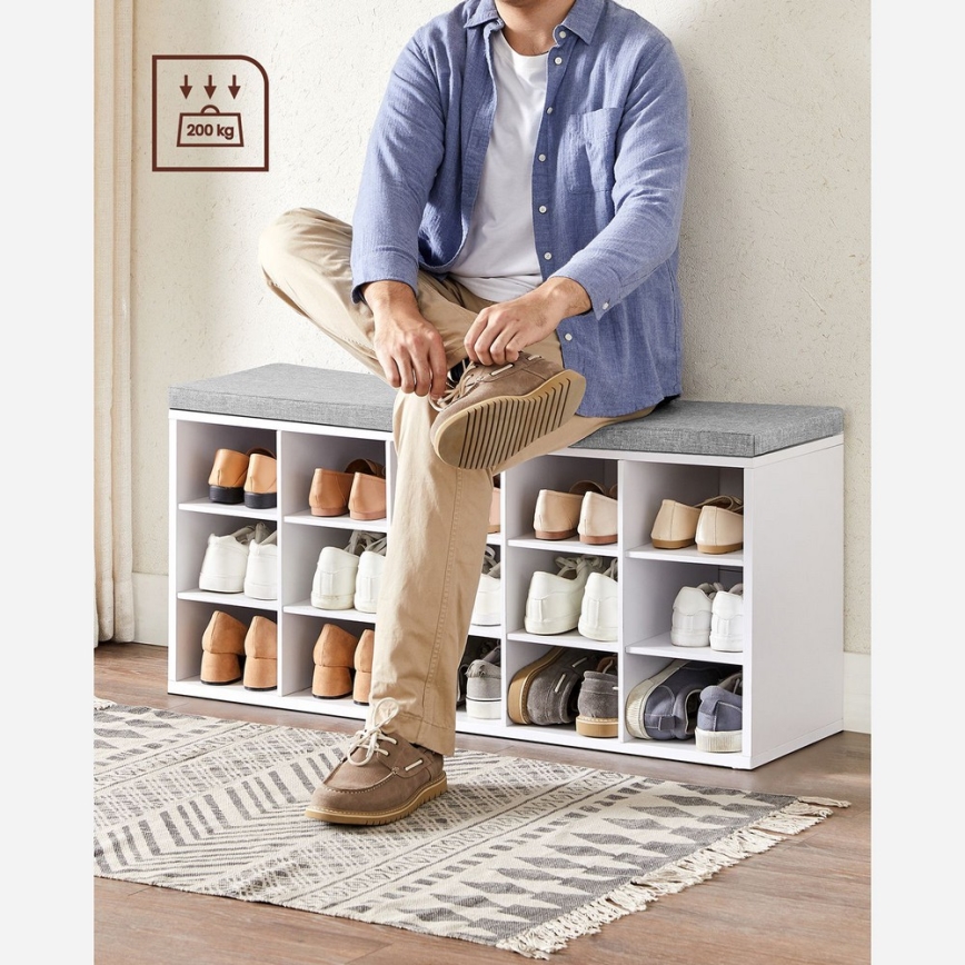 VOREN Shoe Cabinet 105x48x30 cm White/Grey
