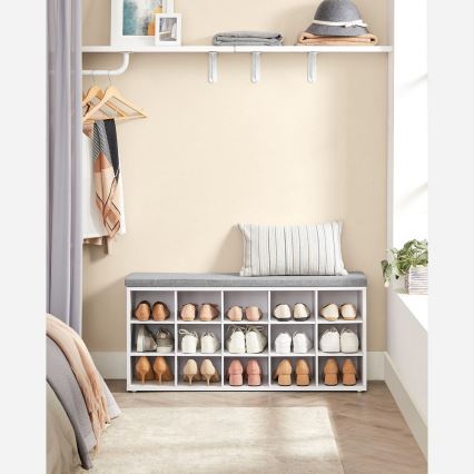 VOREN Shoe Cabinet 105x48x30 cm White/Grey