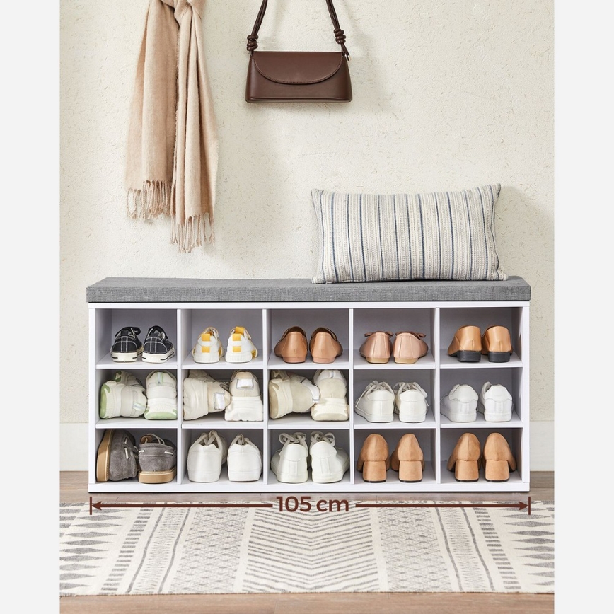 VOREN Shoe Cabinet 105x48x30 cm White/Grey