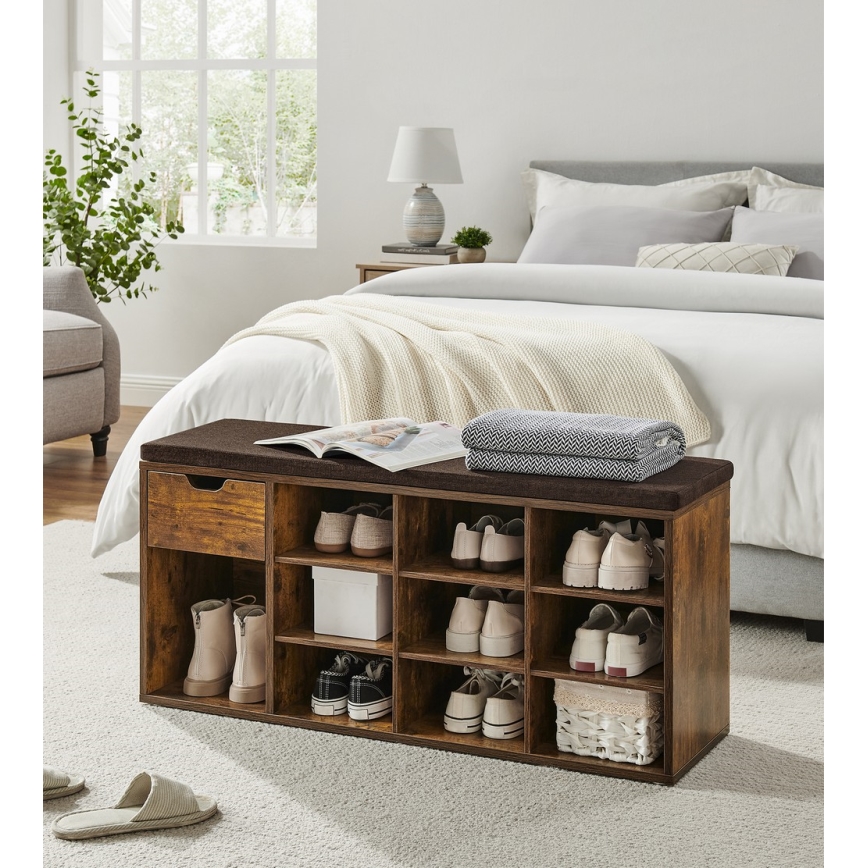 VOREN Shoe Cabinet, Brown/Black