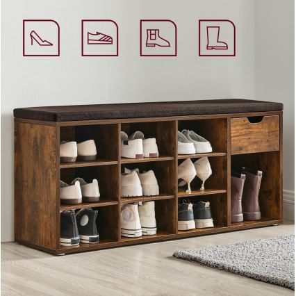 VOREN Shoe Cabinet, Brown/Black