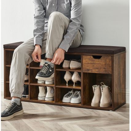 VOREN Shoe Cabinet, Brown/Black