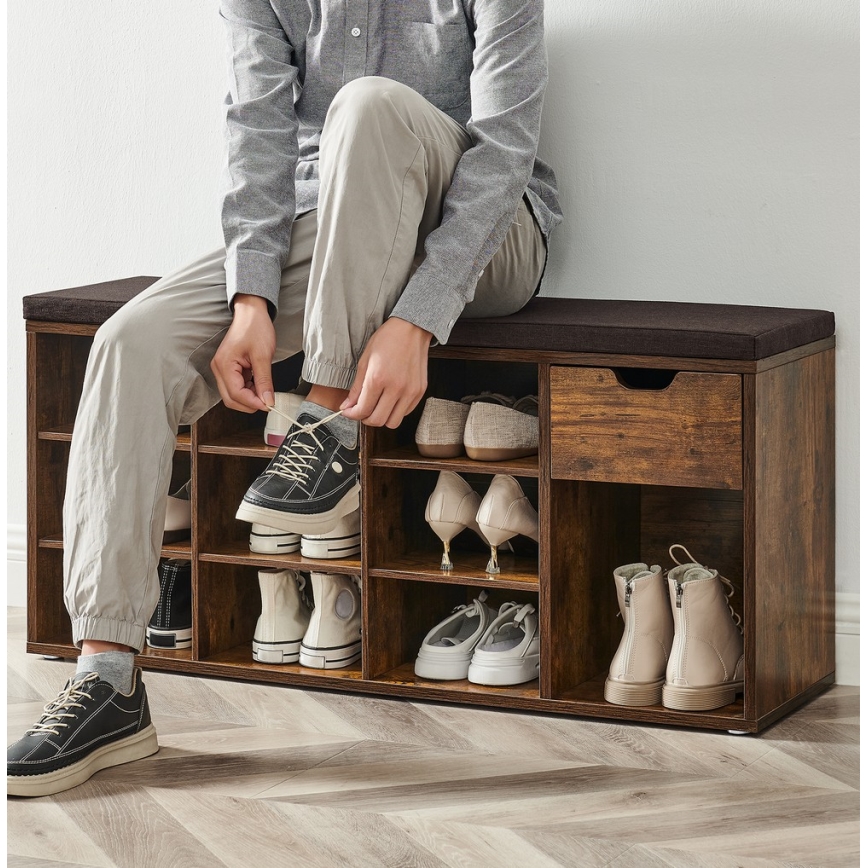 VOREN Shoe Cabinet, Brown/Black