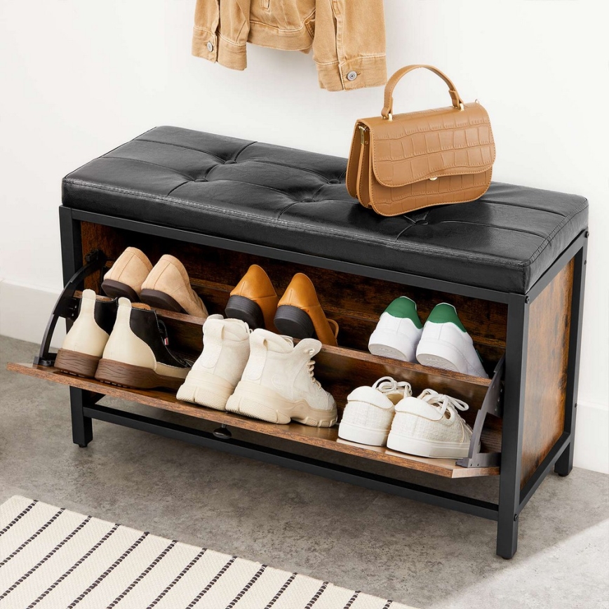 VOREN Shoe Cabinet, Brown/Black