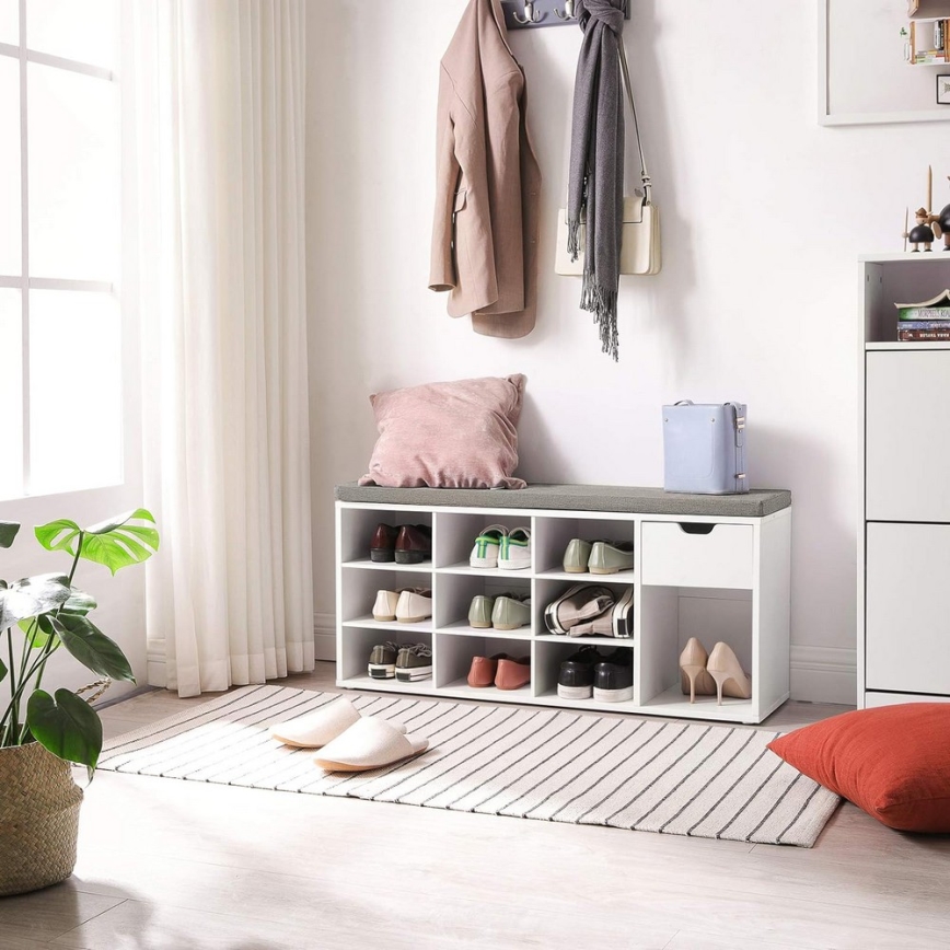 VOREN Shoe Cabinet, White/Grey
