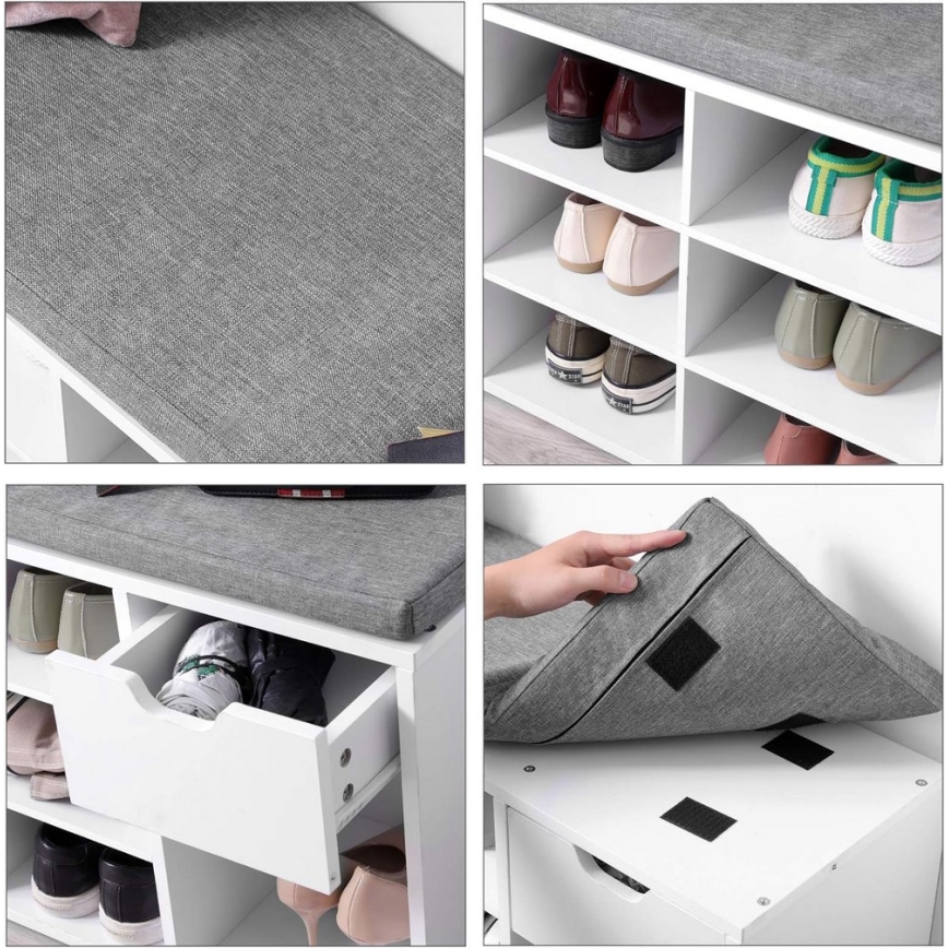 VOREN Shoe Cabinet, White/Grey