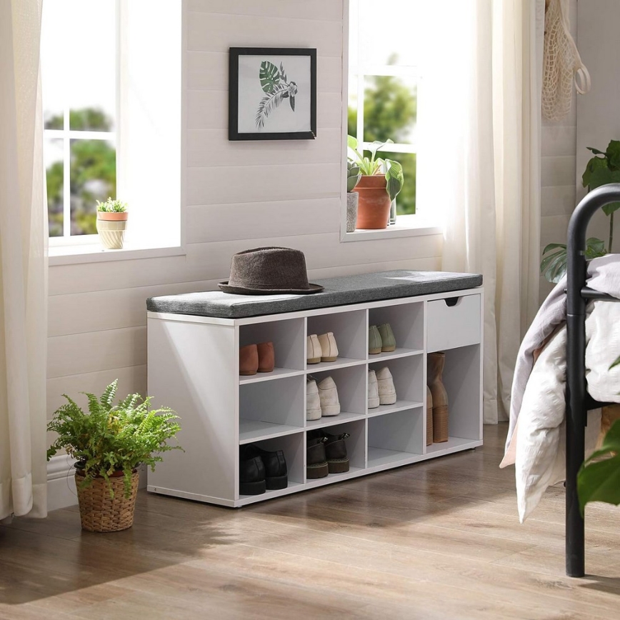 VOREN Shoe Cabinet, White/Grey