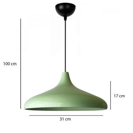 VULCANO pendant light on cord 1xE27/40W/230V, green