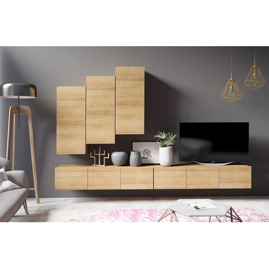 Wall cabinet PAVO 117x45 cm gold oak