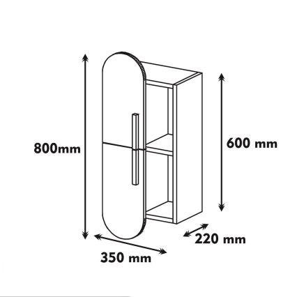 Wall cabinet ROSE 80x35 cm white/brown