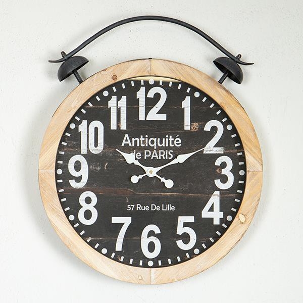 Wall clock 1xAA d. 50 cm beige/black