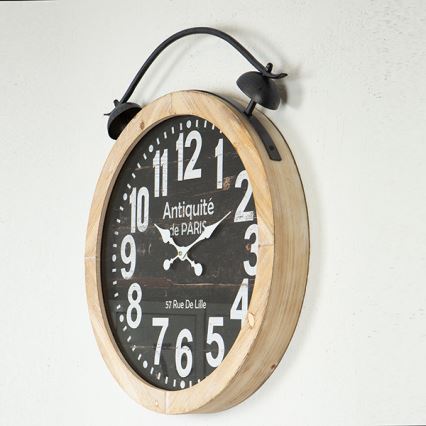 Wall clock 1xAA d. 50 cm beige/black