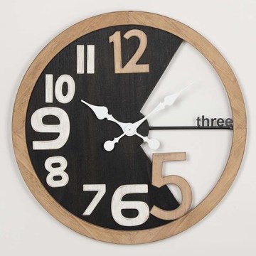Wall clock 1xAA d. 59,5 cm beige/black